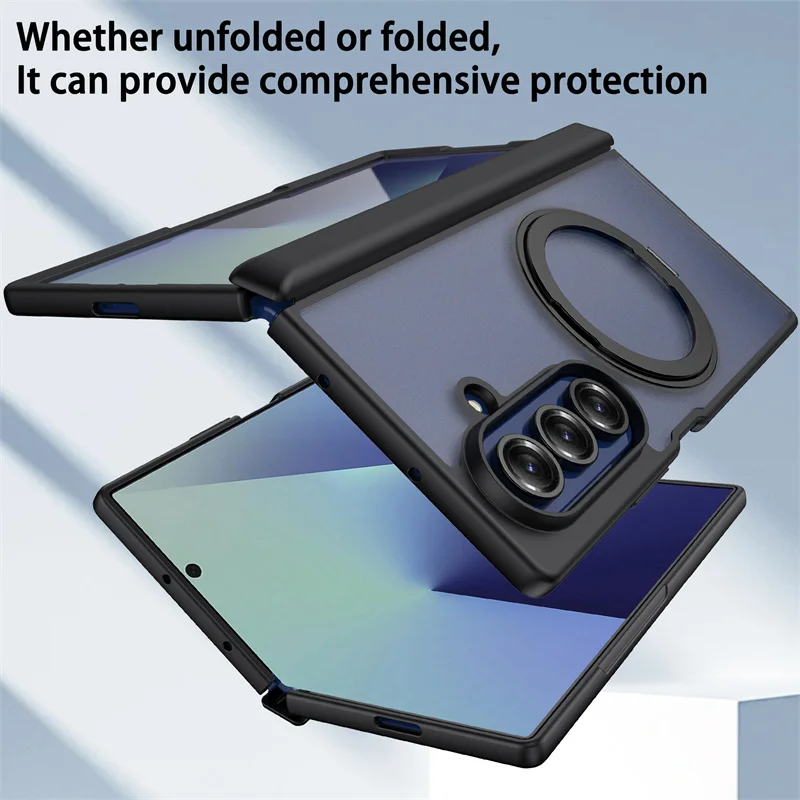Con película protectora de pantalla, funda con soporte Magsafe giratorio 360 para Samsung Galaxy Z Fold 7 Fold7, cubierta protectora con bisagra de resorte magnética - imagen 5