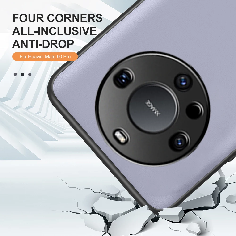 Funda de lujo para Huawei Mate 60 Pro, carcasa de cuero liso con marco suave, protector de cámara 2023 - imagen 2