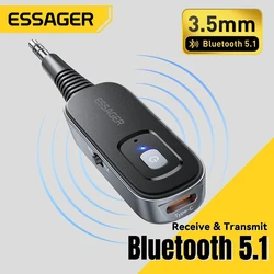 Essager Transmisor Bluetooth 5.1 Jack 3,5 mm con Micrófono PC TV