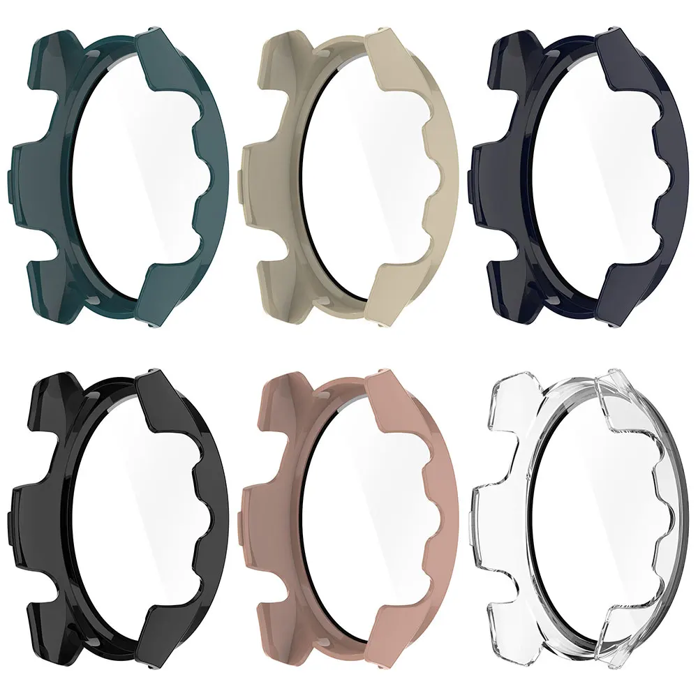 Caja de reloj de PC + película de vidrio para Garmin Forerunner 165, cubierta protectora de pantalla con marco de vidrio templado para fundas Forerunner 165 - imagen 3