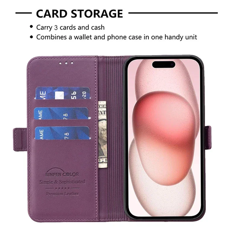 Cartera de negocios con ranura para tarjetas, Funda de cuero con tapa magnética para iPhone 17 Pro Max 16e 15 14 Plus 13 12 11 X SE4, funda de libro con tarjetero - imagen 4