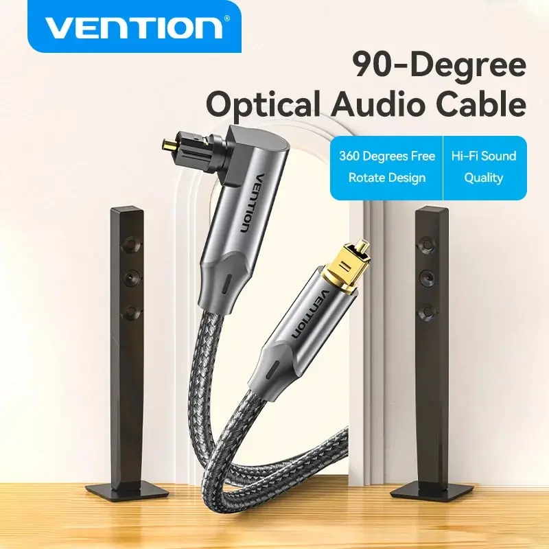 Vention Cable de Audio óptico Digital Toslink SPDIF Cable Coaxial 1m 2m para amplificadores Blu-ray Xbox 360 PS4 Cable de fibra de barra de sonido