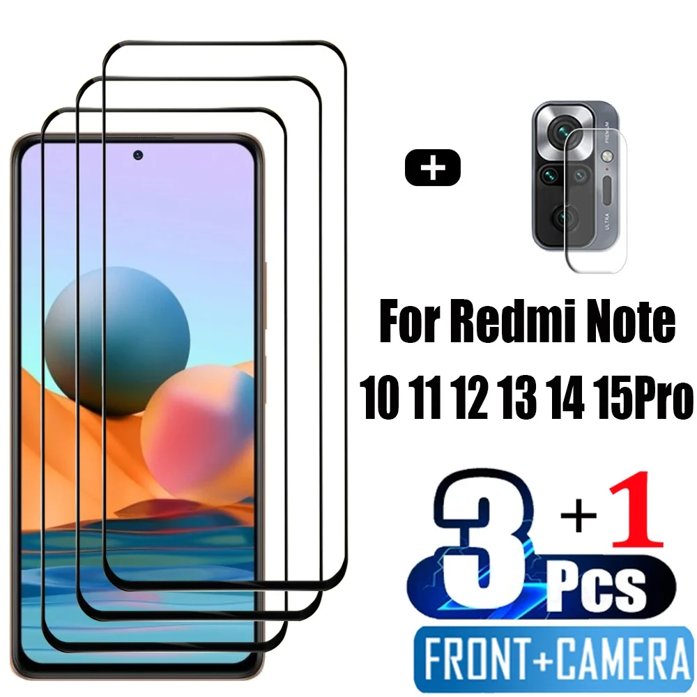Frontal Vidrio Templado Para Xiaomi Redmi Note 15 14 10 11 12 13 Pro 5G Protectores de Pantalla Redmi Note 12S 11S 10S Película Protectora Note10 S Película Note11 Glass Redmi Note12 Pro Plus película para de cámara - imagen 2
