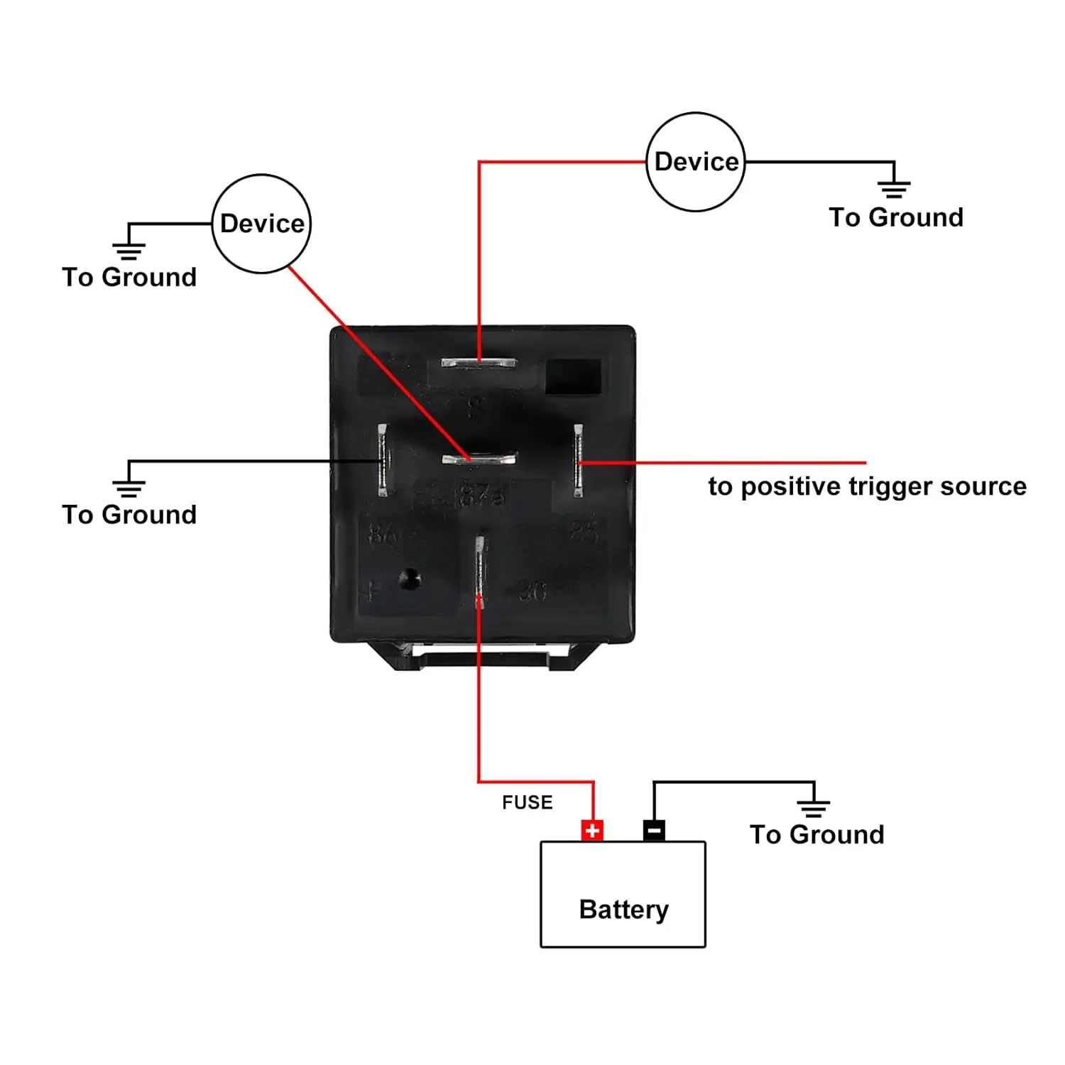 Paquete de 10 cables de cobre estañados de 12 AWG de alta resistencia, relé y arnés impermeables de 40/30 AMP, 12V CC, relé automotriz SPDT de 5 pines - imagen 5