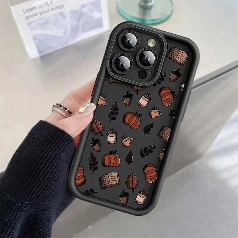 Funda de teléfono para Xiaomi Redmi Note 14, 13, 12, 11 Pro Plus, 5G, 10S, 11S, 12S, bonita funda de dibujos animados de calabaza castaña para Redmi 13C 12C 14C4G - imagen 3