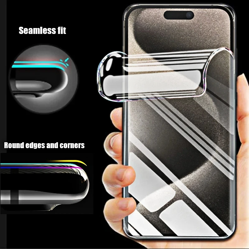 4 Uds Protector de pantalla para iPhone 16 14 13 12 Mini 11 15 Pro Max 7 8 Plus XR X SE 2022 2020 XS 16Pro Max película de hidrogel suave delgada - imagen 3