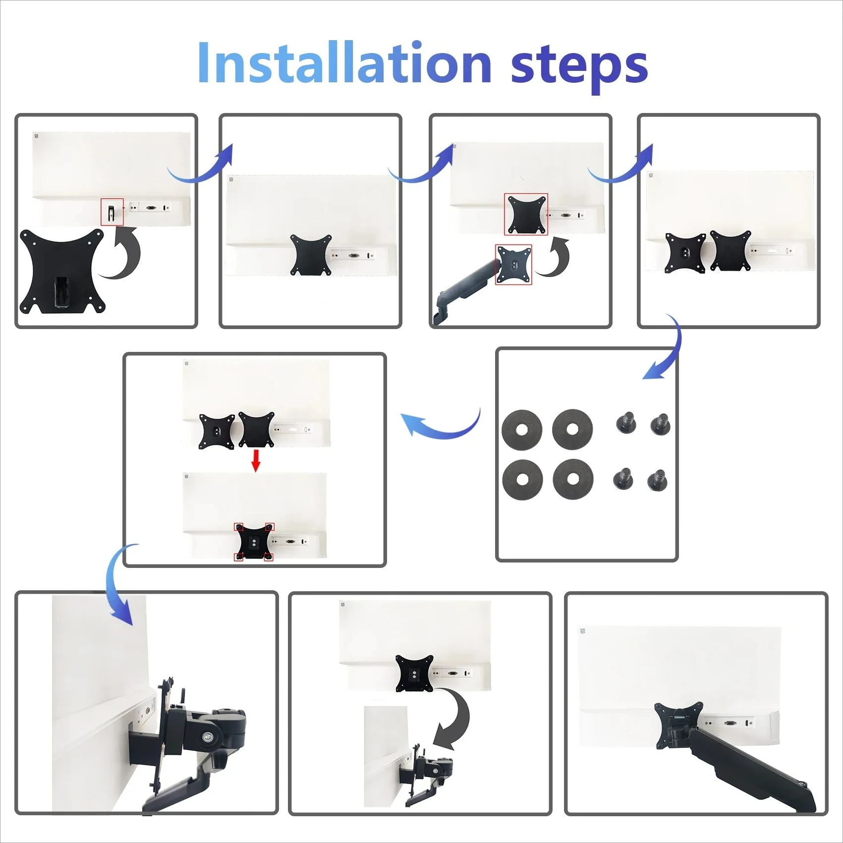 Adaptador VESA para HP Series 5 27" 31,5" 527sa 527sw 527sf 532sf Soporte de monitor FHD Soportes para soporte/brazo/montaje de escritorio - imagen 3