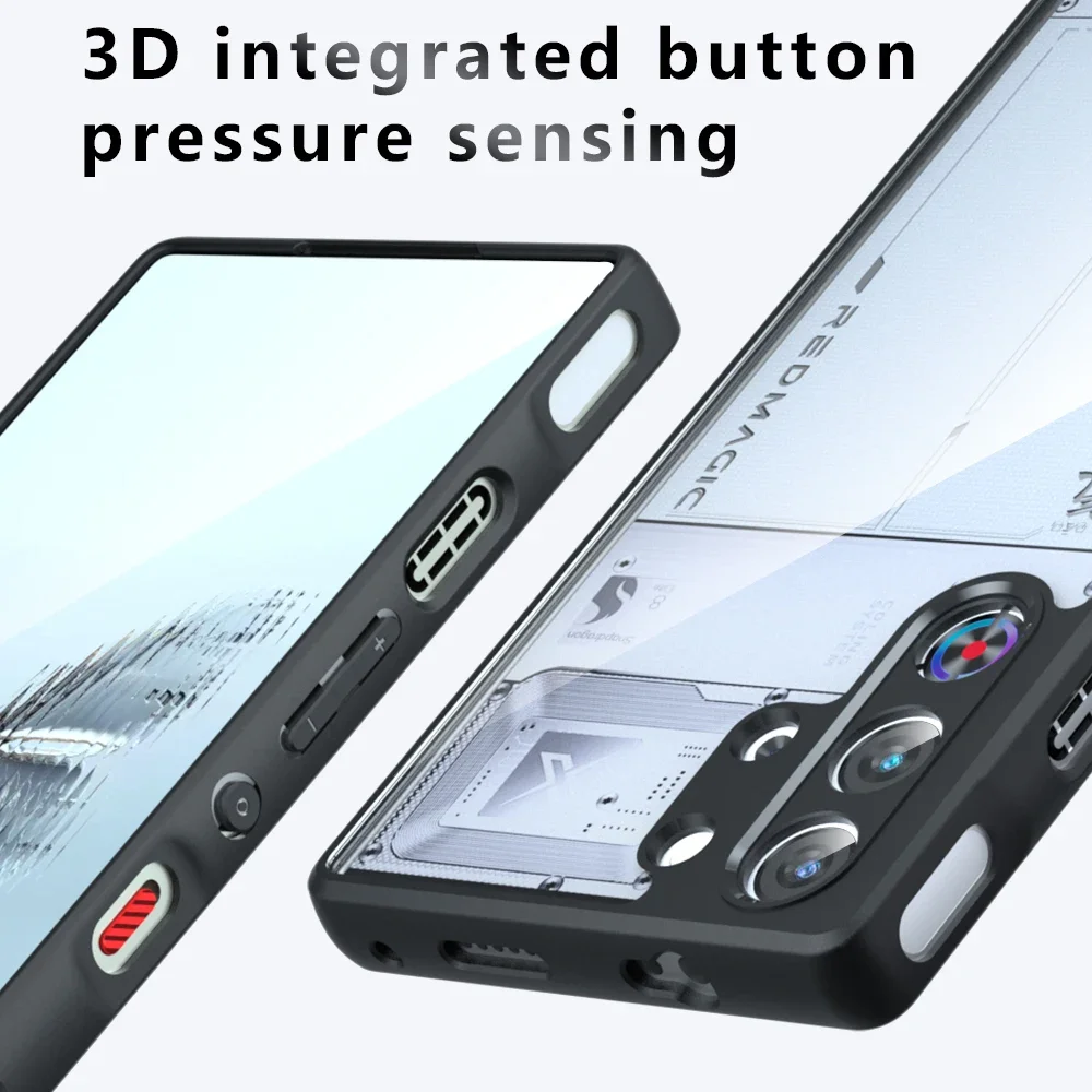 Para ZTE Nubia Red Magic 10 Pro, 10 Pro Plus funda a prueba de golpes sensación de piel esmerilada mate PC + TPU cubierta transparente antihuellas - imagen 4