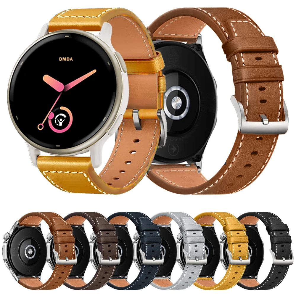 Correa de reloj de cuero de 20 a 22mm para Garmin Venu 3 Band Forerunner 265 255 165 Music Vivoactive 4 para Garmin Venu Sq 2 pulsera suave - imagen 2