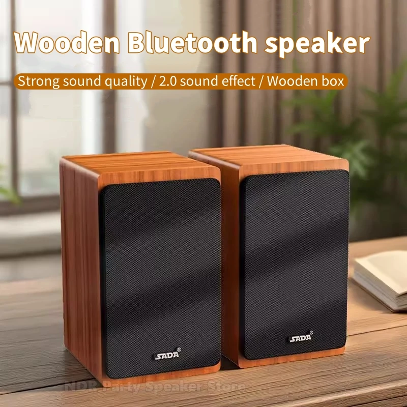 Altavoces Bluetooth de madera, Mini sonido envolvente, USB, altavoz para ordenador, cañón de graves bajos, teléfono, sistema de Audio compacto, caja de sonido estéreo - imagen 3