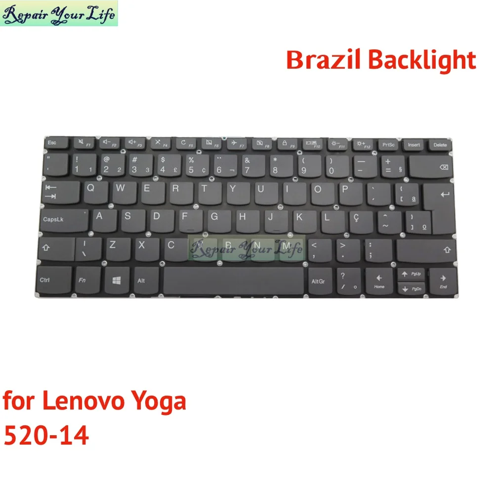 PT-BR Brasil Reino Unido EE. UU. Teclado retroiluminado para Lenovo Yoga 520-14 520-14IKB 80YM 80X8 81C8 720-15IKB SN20M61595 brasileño nuevo