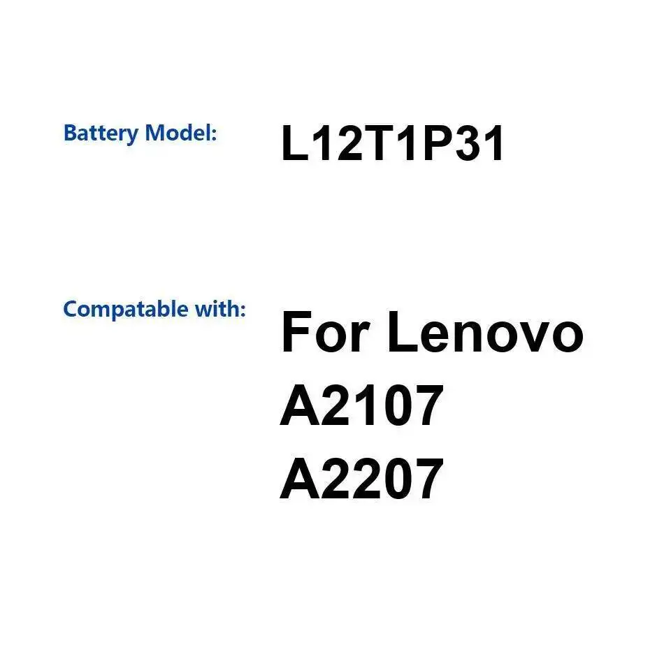 Batería de tableta para Lenovo A2107 A2207 ligera 3700Mah L12T1P31