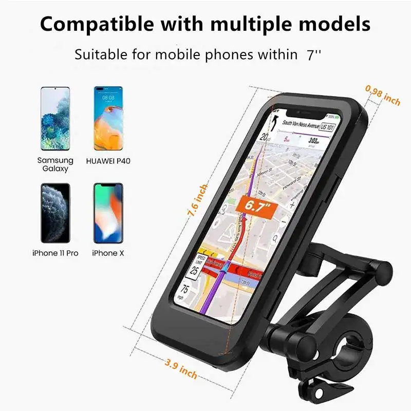 Soporte de teléfono impermeable para bicicleta, funda de teléfono para motocicleta con rotación de 360 grados, soporte Universal para manillar de bicicleta - imagen 5