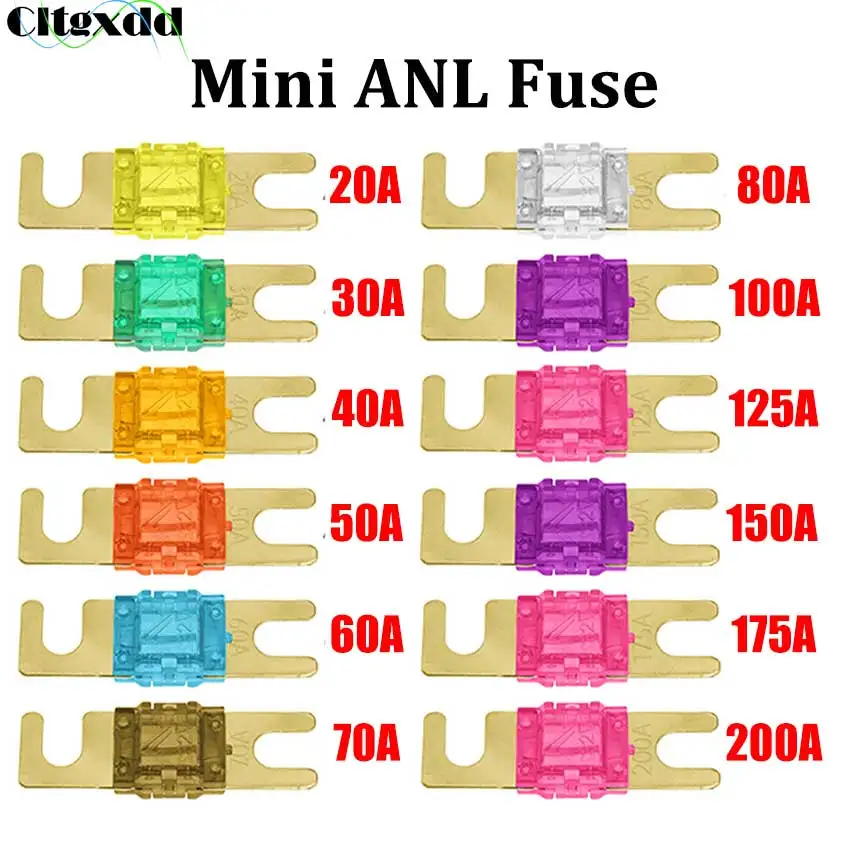 1/5/10 Uds ANL fusibles en forma de U para coche Mini Audio estéreo para coche AFS fusible 20A 30A 40A 50A 60A 70A 80A 100A 125A 150A 32V fusible automático