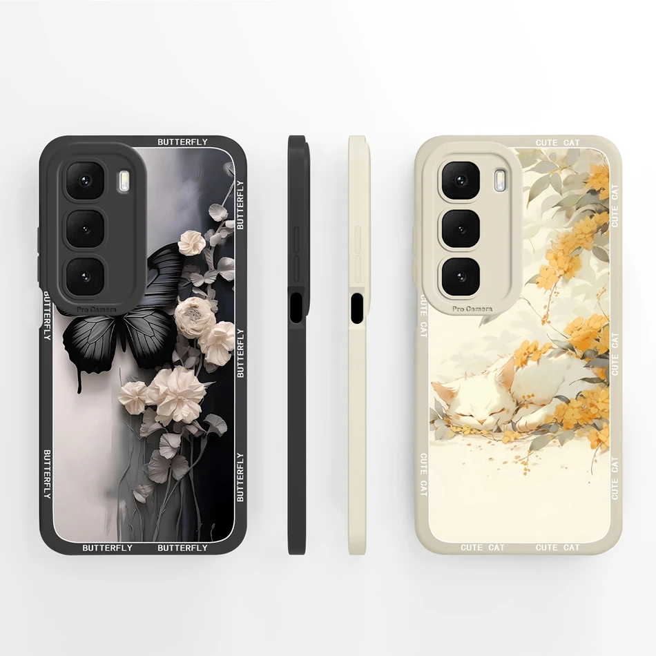 Para infinix Hot 60 Pro Plus 60i funda trasera de teléfono con estampado Floral para Hot 60i 4G 5G parachoques de protección completa de silicona líquida suave - imagen 2