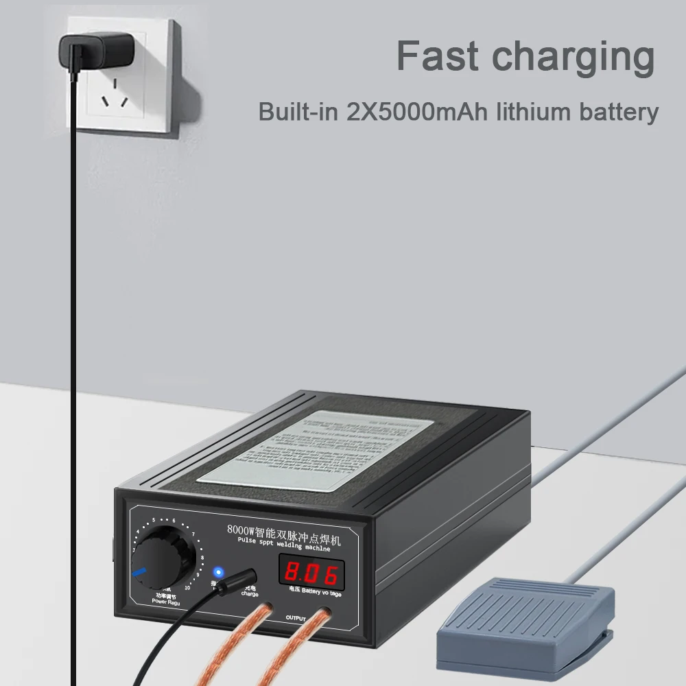 Soldador por puntos de 8000W, máquina de soldadura por puntos portátil de alta potencia, 1200A, soldadores ajustables para batería 18650, 2x5000mah - imagen 5