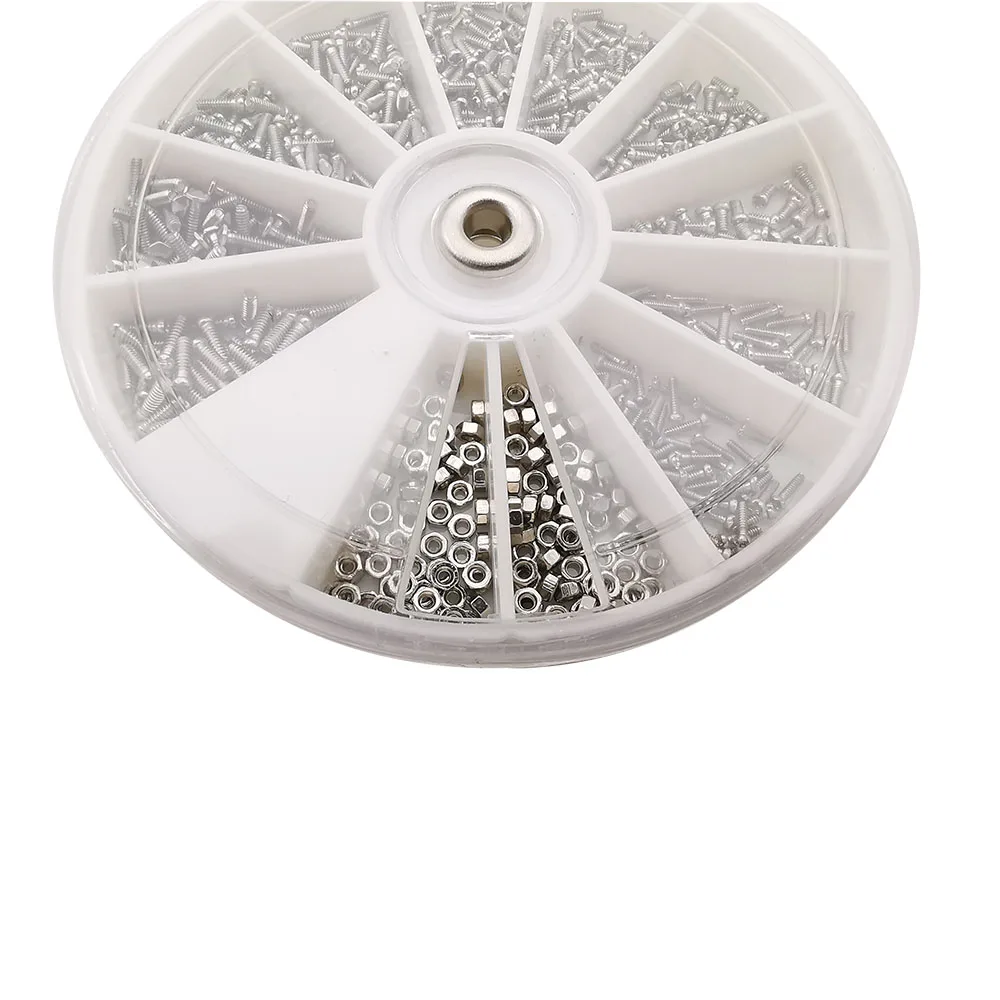 600 unids/caja Mini tornillos tuercas surtido Kit M1 M1.2 M1.4 M1.6 tuerca de tornillo pequeña con destornillador para reparación de gafas de reloj DIY - imagen 4