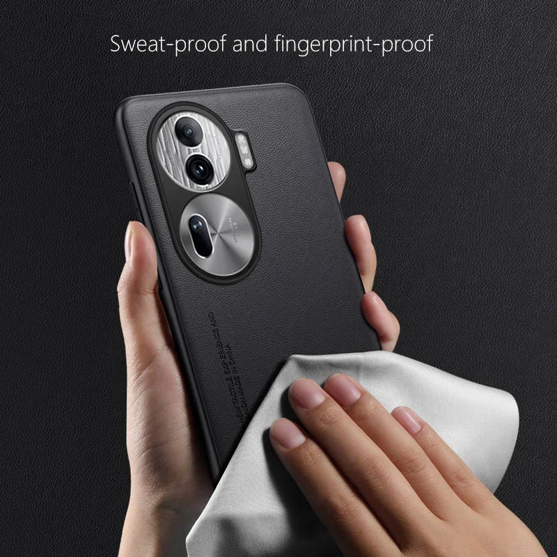 Funda de teléfono para Oppo Reno 11 Pro, cubierta dura de cuero de lujo, fibra de carbono esmerilada, ultrafina, a prueba de golpes, bordes suaves - imagen 5