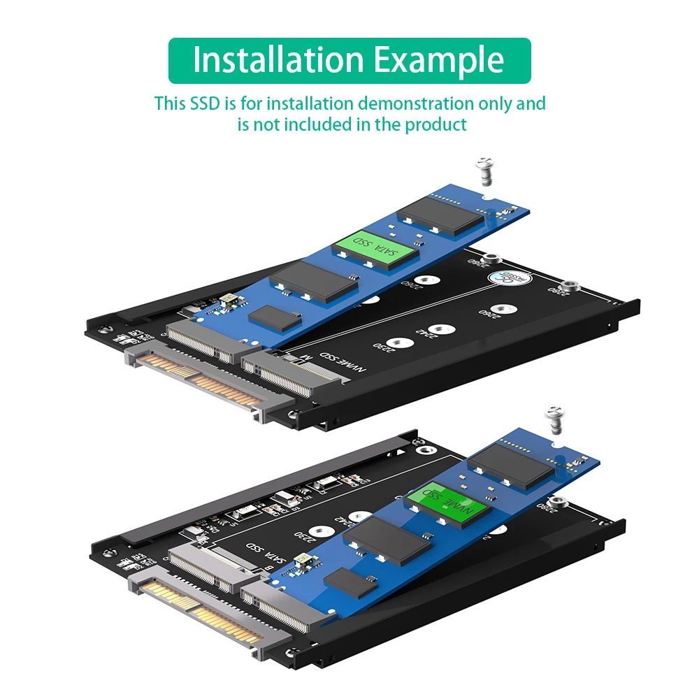 NVME SSD 2 en 1, llave B, B y M, a SFF-8639 U.2 con soporte de marco, mSATA SSD de 7mm y 2,5 ", unidad SATA - imagen 5