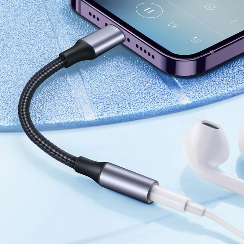 Cable auxiliar Jack de 8 pines a 3,5mm para iPhone 14 13 12 11 Pro Max IOS 14 adaptador macho a hembra conector de auriculares divisor de Audio - imagen 2