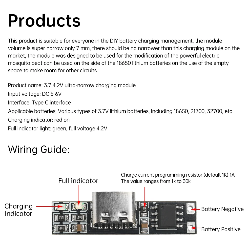 Mini módulo de carga de batería de litio DC 3,7 V 1A 4,2 V tipo C placa de cargador de interfaz para productos electrónicos - imagen 5