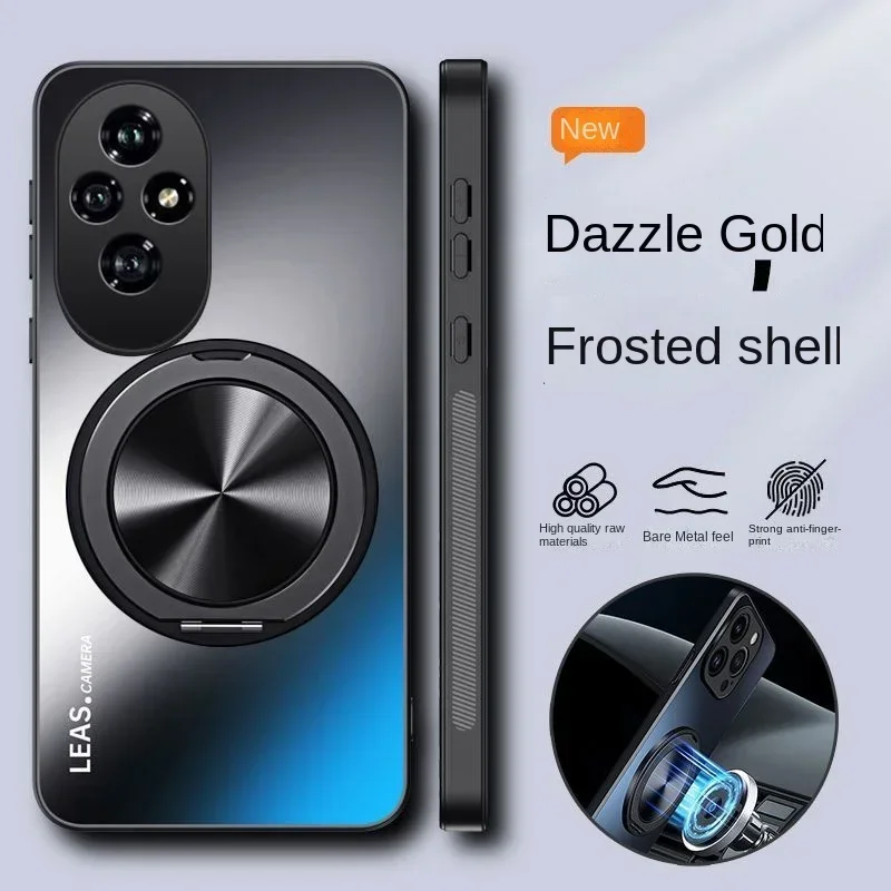 Para Huawei Honor 200 Pro funda dura mate con soporte de anillo funda protectora trasera magnética para Honor 200 100 90 80 70 60 50