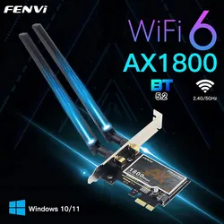 Adaptador PCIe WiFi 6 AX1800 1800Mbps BT5.2 Dual Band Windows 10/11