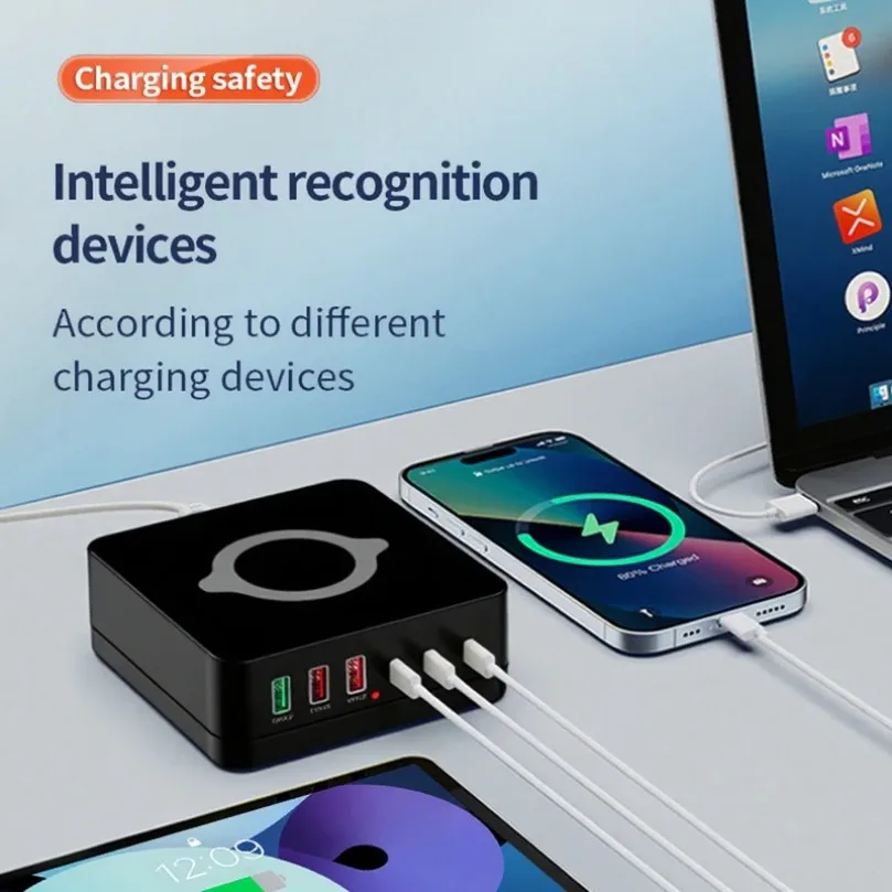 Cargador inalámbrico USB C GaN de 980W, estación de carga rápida de 260W PD3.0 PPS QC3.0 para ordenador portátil, iPhone 15 16, tableta Samsung Macbook - imagen 3