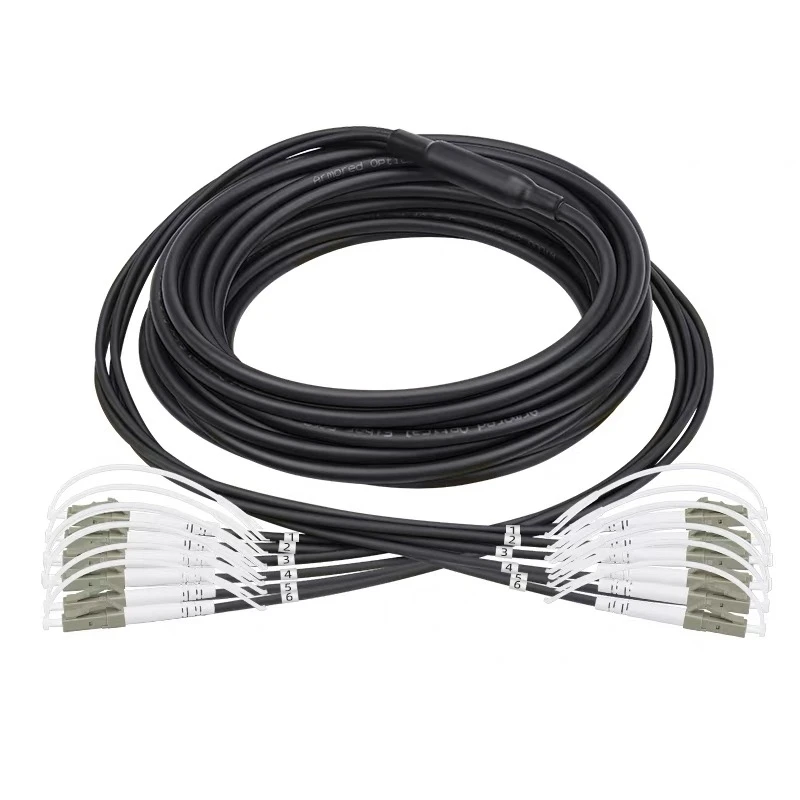 6 núcleos OM3 TPU cable de conexión blindado 60M-120M 6C SC LC FC ST APC multimodo 6 fibras puente de fibra óptica al aire libre 80M 100M FTTHELINK - imagen 2
