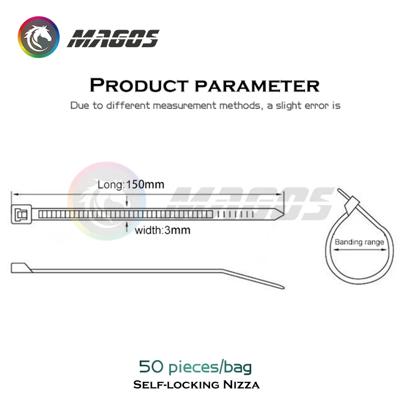 Kit de bridas para cables de ordenador de escritorio, gestión de cables de nailon, plástico autoblocante, 50 Uds., anillo de sujeción de 3x150mm, componentes para PC - imagen 3