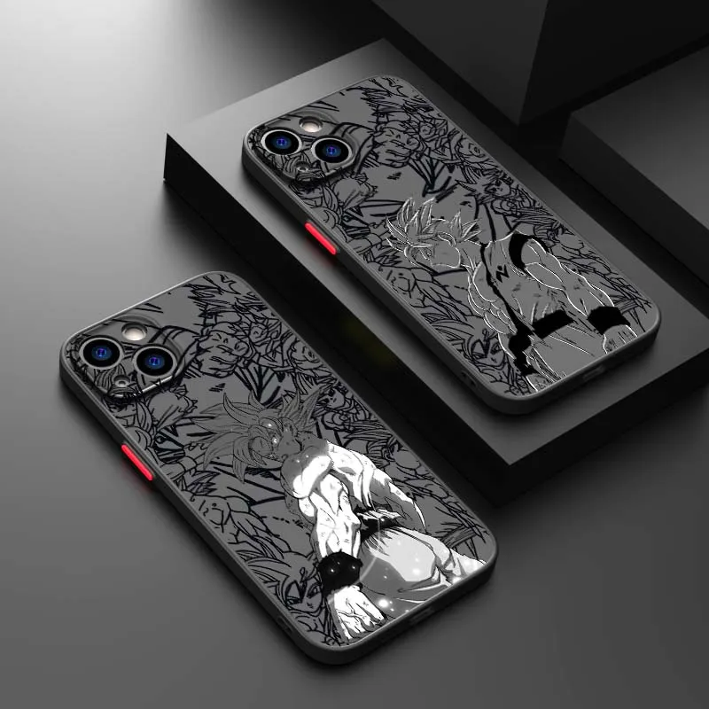 D-Dragon Ball Anime Goku para Apple iPhone 17 16 15 14 13 12 11 Air Plus Pro Max funda de teléfono translúcida esmerilada