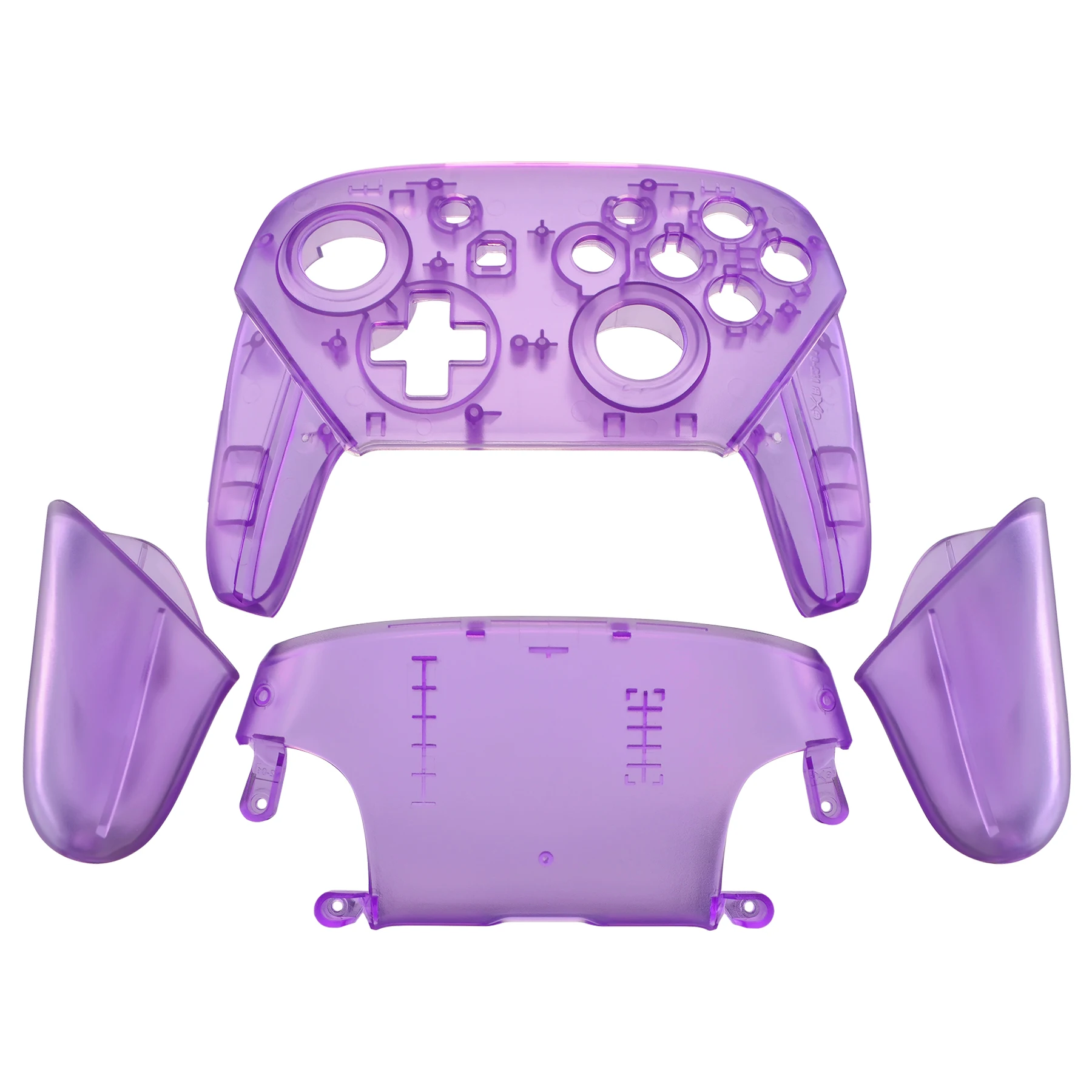 eXtremeRate Juego completo de carcasa para controlador NS Switch Pro, placa frontal con asas, transparente y de un solo seires - imagen 2