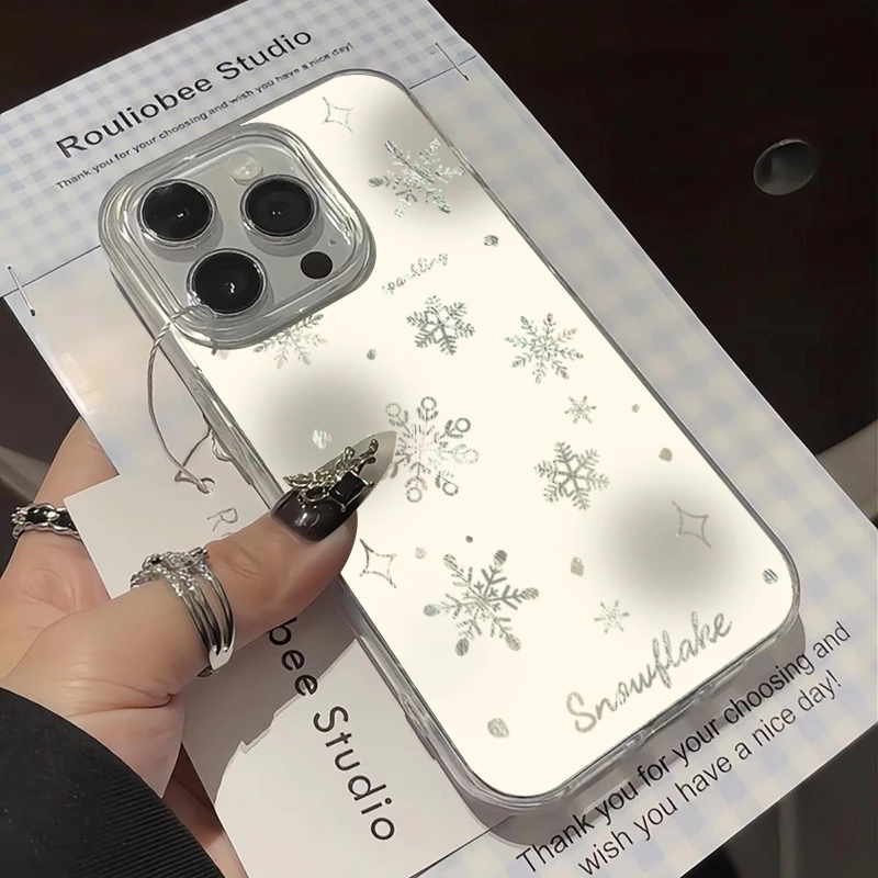 Funda de teléfono para Samsung Galaxy S25 S24 Ultra S23 S22 Plus S21 FE A26 A25 A24 A36 A56 A53 A55 cubierta con patrón de estrella y copo de nieve de invierno