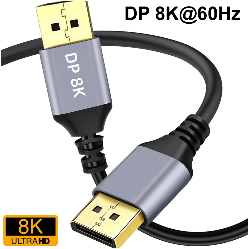 Cable DisplayPort 8K DP de 1m/2m/3m/5m, Cable de puerto de pantalla de alta velocidad 1,4 8K @ 60Hz G-Sync FreeSync 4K @ 144Hz 2K @ 240Hz HDR 10 32,4Gbps