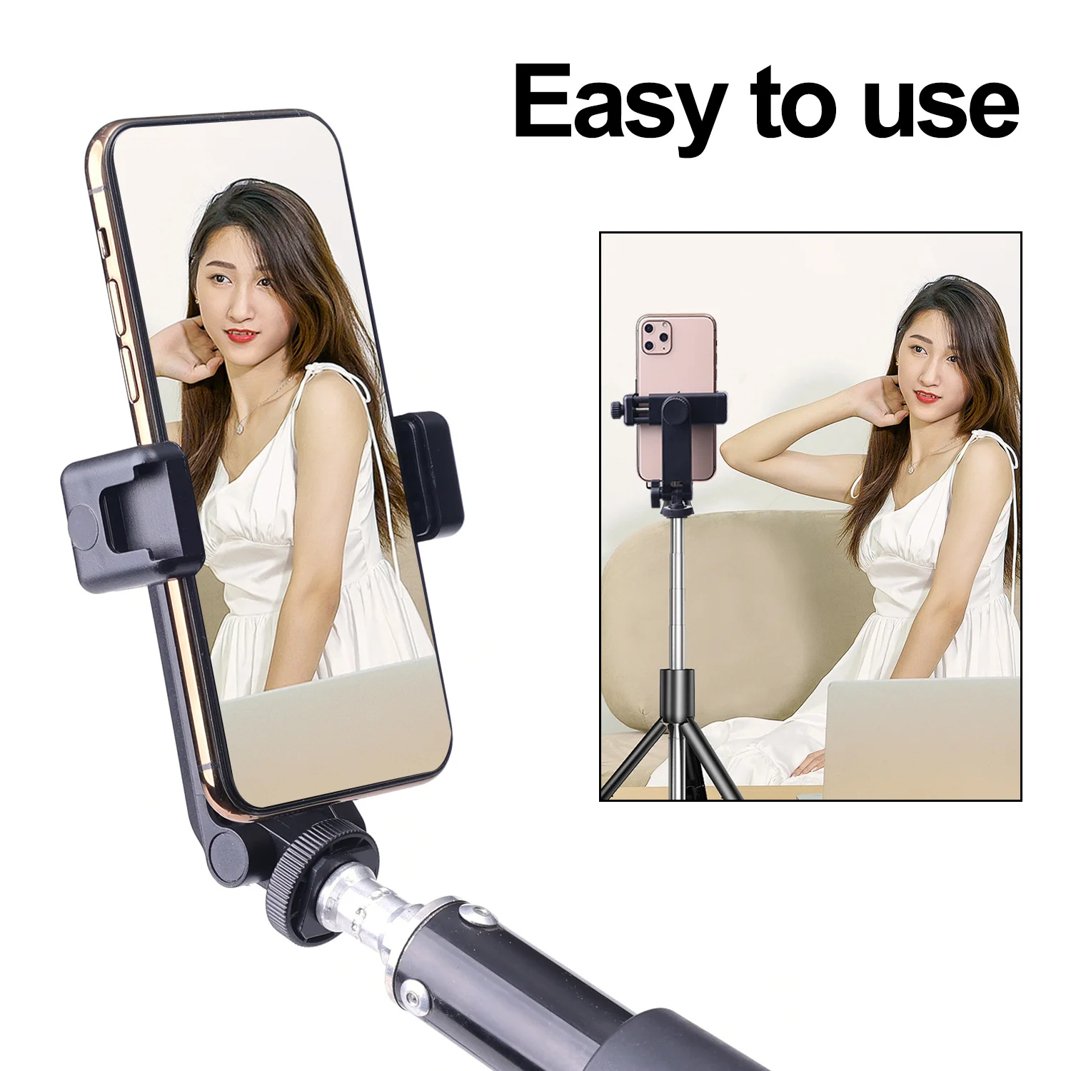 Soporte para teléfono ajustable universal, 360 °   Adaptador de montaje con clip para teléfono con rotación para trípode, palo selfie, grabación de vídeo manos libres. - imagen 4