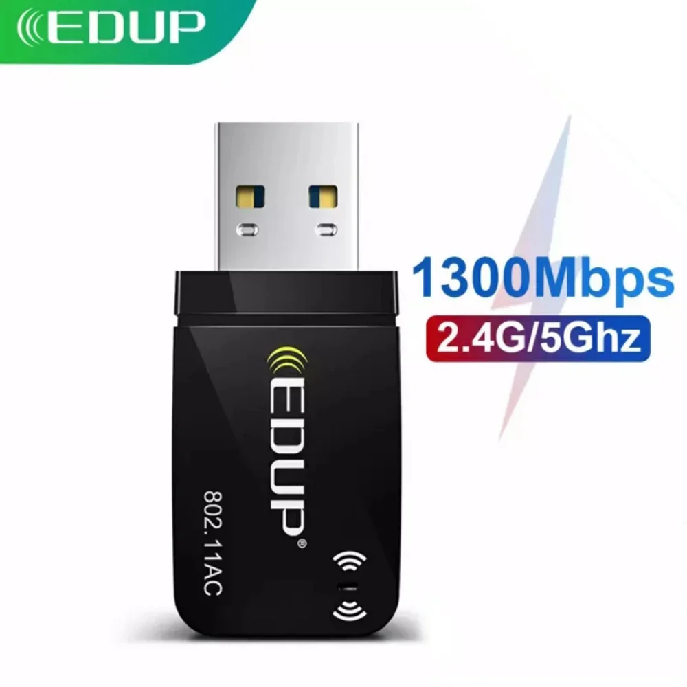 EDUP 1689 1300Mbps Mini USB WiFi adaptador tarjeta de red de doble banda 5G 2,4 GHz adaptador inalámbrico AC USB para PC de escritorio portátil Win11 - imagen 2