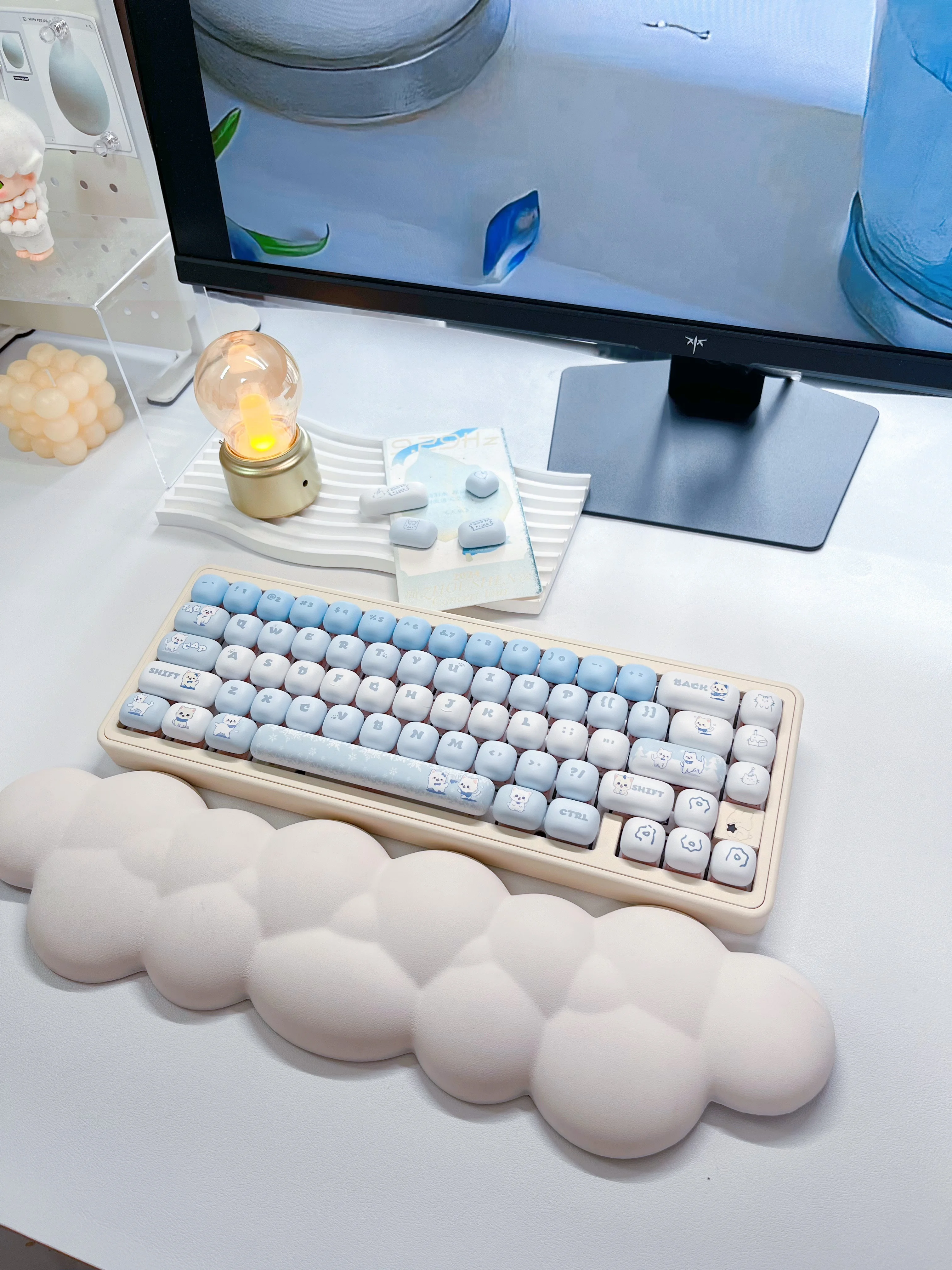 Mini tapa de llave de gato azul, Color cielo, Meow azul, MOG, altura redonda, eje magnético, MAC, sublimación térmica, interruptor de eje MU68 MX - imagen 3