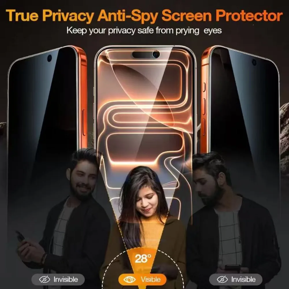 3 uds Protector de pantalla antiespía para iPhone 17 16 15 14 Pro Air 16e 15 Plus 13 12 11 Pro Mini XR XS Max cubierta completa de vidrio templado - imagen 2