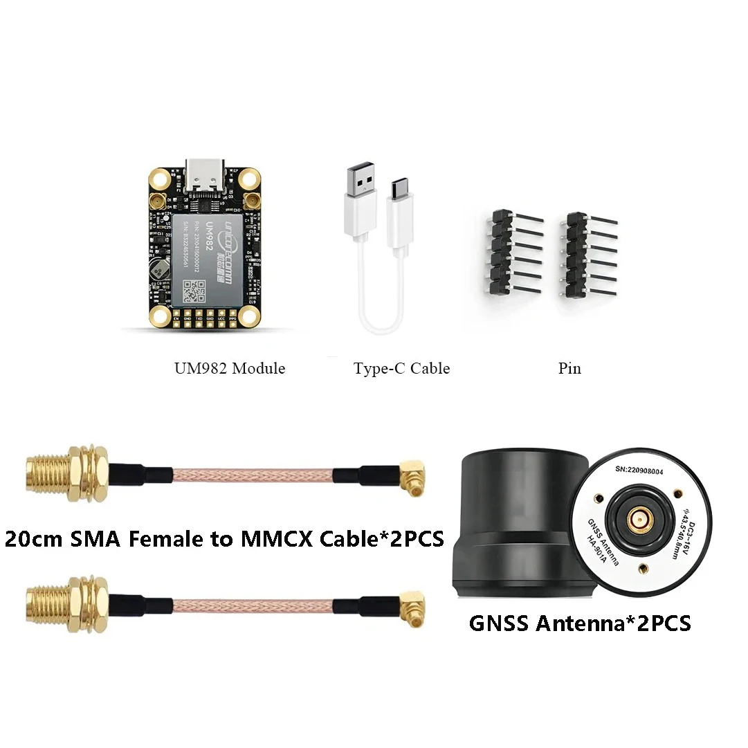 Placa de módulo RTK GNSS UM982 MMCX integrada, antena diferencial de posicionamiento relacionado, UVR, UAV, centímetro, orientación de la estación Base