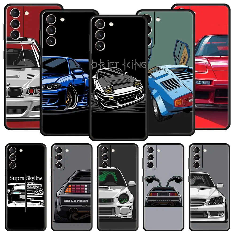 Funda de teléfono de cómic japonés JDM para Samsung Galaxy S24 S23 S22 S20 Ultra S21 FE 5G S10 S9 Plus S10E S8