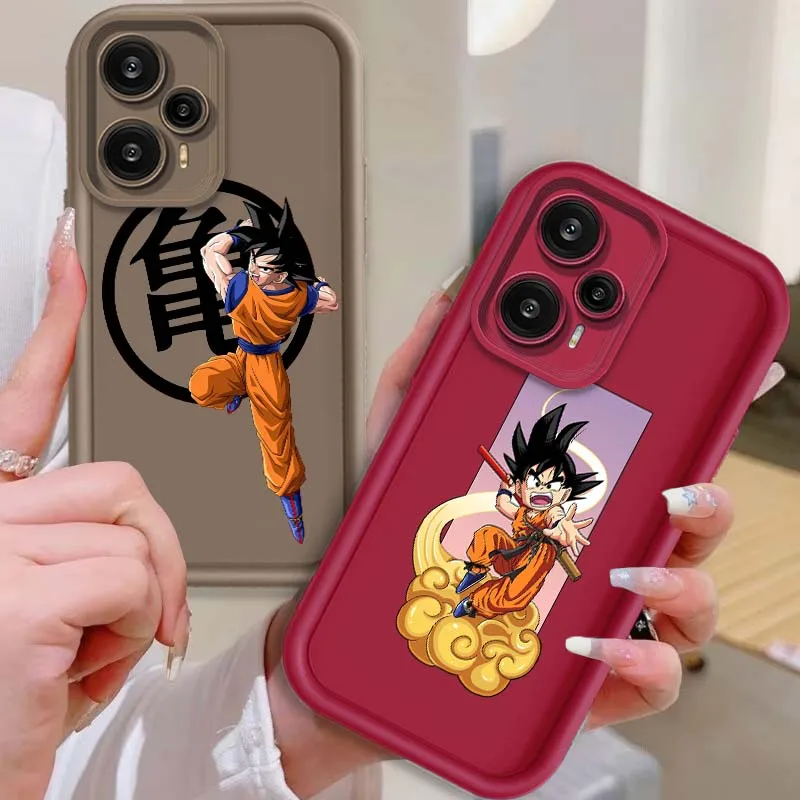 Funda de dibujos animados divertida d-dragon Balls Goku para Xiaomi Poco X6 X5 X4 X3 F6 F5 F4 GT M6 M5 Pro Plus 5G funda de teléfono con escalera ocular - imagen 2
