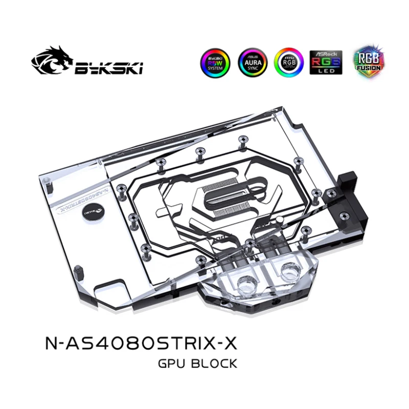 Bykski-bloque de agua para ASUS GeForce RTX 4080 ROG STRIX / TUF GAMING, tarjeta GPU/radiador de refrigeración de cobre, sincronización RGB/N-AS4080STRIX-X - imagen 5