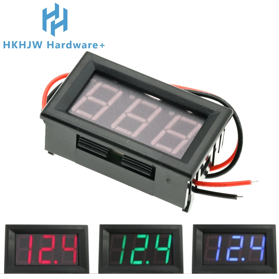 Voltímetro digital LED de 0,56 "DC 3,5-30 V pantalla de voltaje de 2 cables para batería Panel solar coche motocicleta