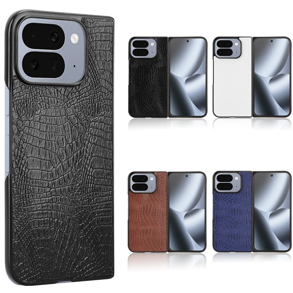Funda de cuero PU con textura de cocodrilo sintético, cubierta de plástico duro a prueba de golpes para Google Pixel 10 Pro Fold - imagen 5