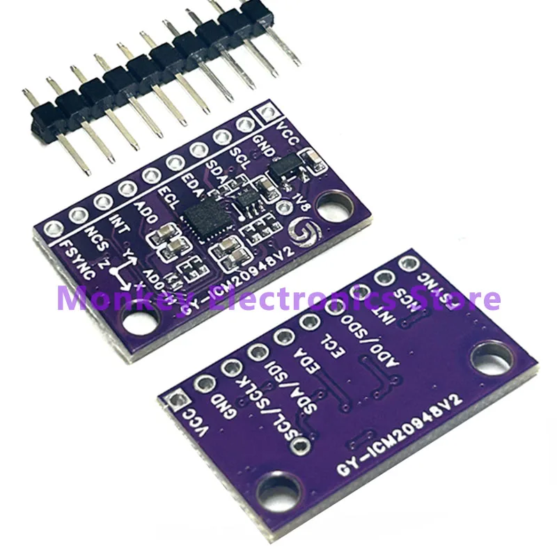 Módulo de campo magnético de aceleración de Sensor de 9 ejes GY-ICM20948V2 9DOF reemplazar MPU-9250 9150 BNO080 BNO085 AR VR IMU de alta precisión