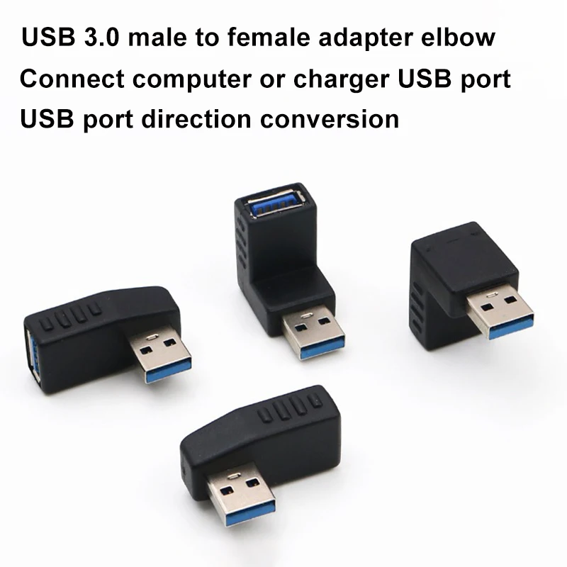 Conector USB 3,0, convertidor Vertical de 90 grados, izquierda, derecha, arriba y abajo, tipo A, macho A hembra, M/F, negro/azul - imagen 4