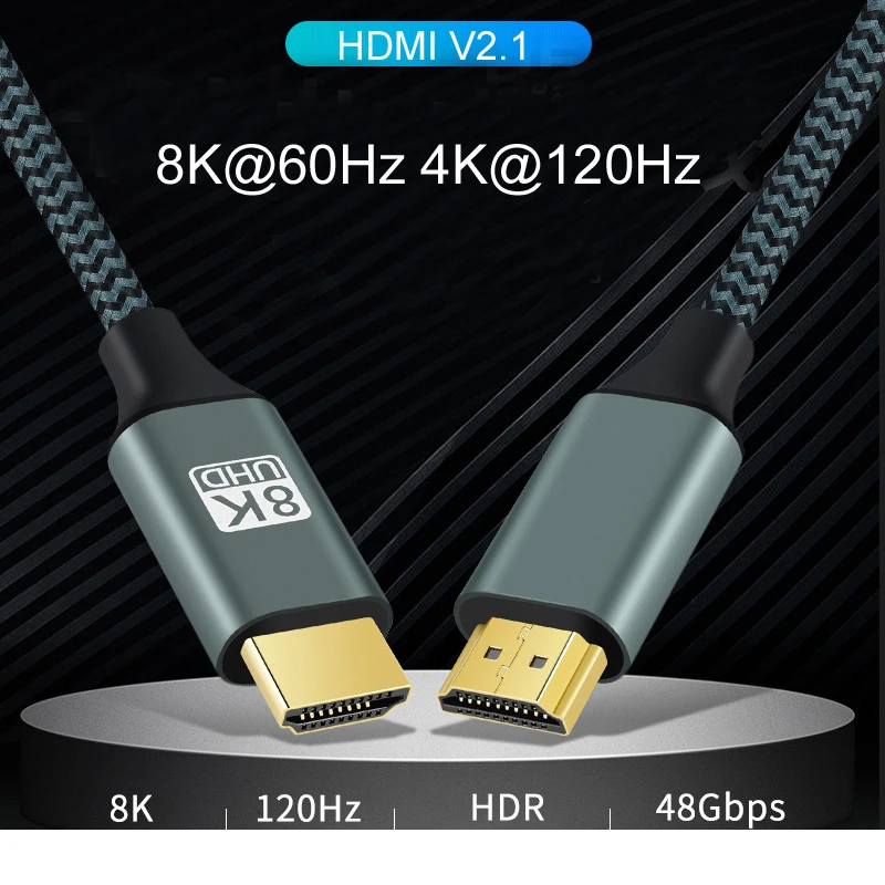 Cable trenzado 8K HDMI 2,1, 8K @ 60Hz, 4K @ 120Hz, 48Gbps, EARC ARC HDCP Ultra HDR para vídeo, PCV, Compatible con portátil Pro, 3m/10 pies, 5m/17 pies, 2m/6 - imagen 4