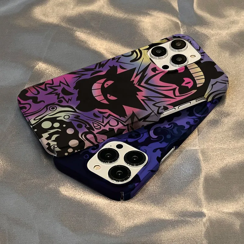 Nueva funda de teléfono negra de Pokémon Gengar para iPhone 16 15 14 13 12 11 Pro Max XS XR XSMax 6 7 8 Plus, funda dura HD brillante para PC - imagen 3