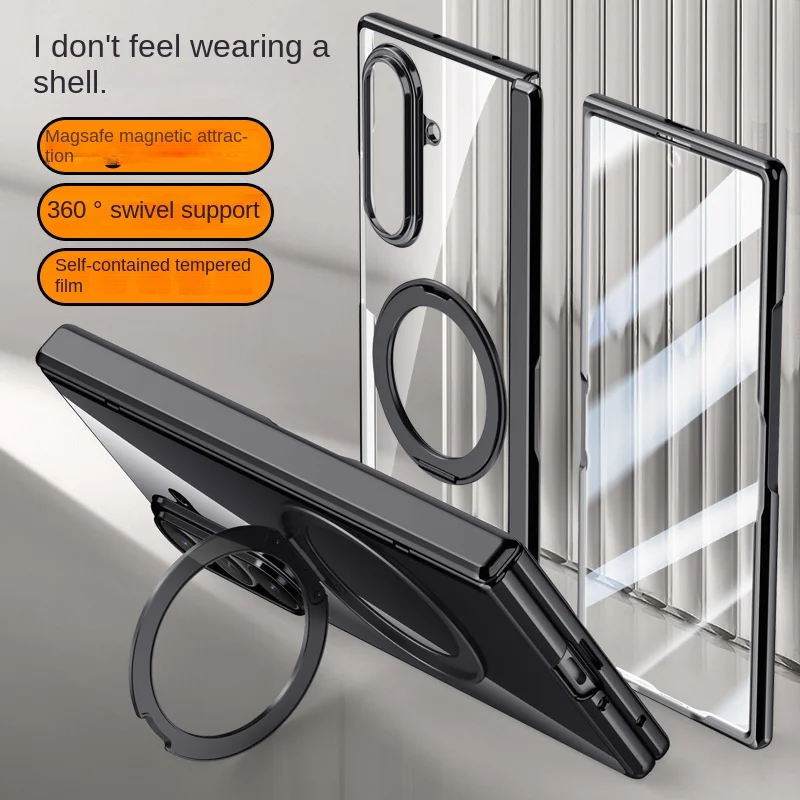 Para Samsung Galaxy Z Fold 7 funda de lujo chapada Magsafe anillo soporte magnético funda protectora trasera para Samsung Z Fold7 Shell