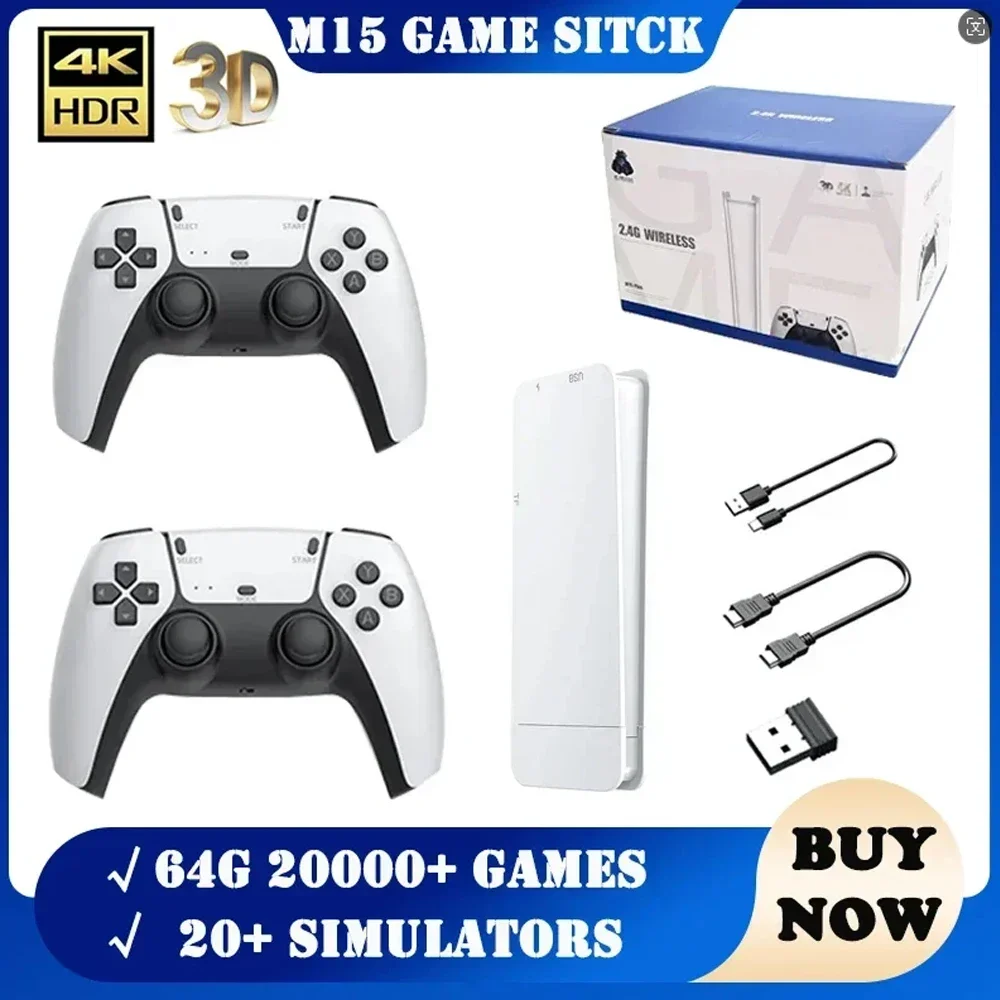 Consola de juegos retro M15, 64GB, 20000 + juego, 4K, salida de alta definición, palo de videojuego portátil, 20 + emulador, GBA, PS1, regalo de juego recreativo - imagen 2